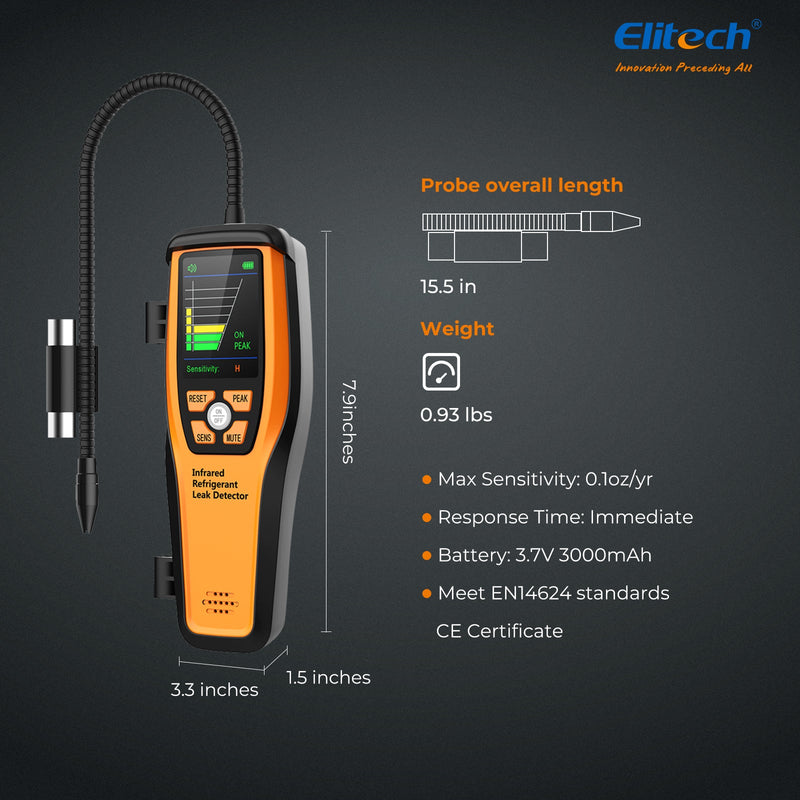 Elitech ILD-200 Infrared Refrigerant HVAC Leak Detector Sensitivity up ato 0.14oz/yr for Air Conditioner and Automotive Repair - Elitech Technology, Inc.