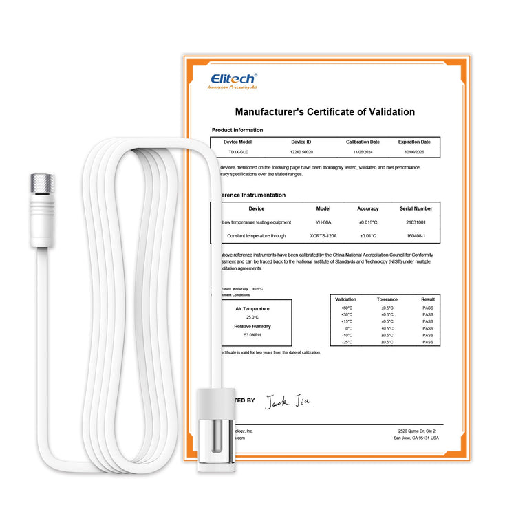 Elitech RCW - 360Plus - WG - DC 【One Temperature Gel Probe】Probe Length: 2m(6.6ft). Measuring Range: - 40~85℃( - 40~185℉), Accuracy: ±0.5℃(0.9℉), TD3X - TE(GLE) - H - Elitech Technology, Inc.