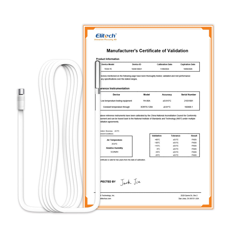 Elitech RCW - 360Plus - WG - DC 【One Temperature Probe】Probe Length: 5m(16.4ft). Measuring Range: - 40~85℃( - 40~185℉), Accuracy: ±0.5℃(0.9℉), TD3X - TE - H - Elitech Technology, Inc.