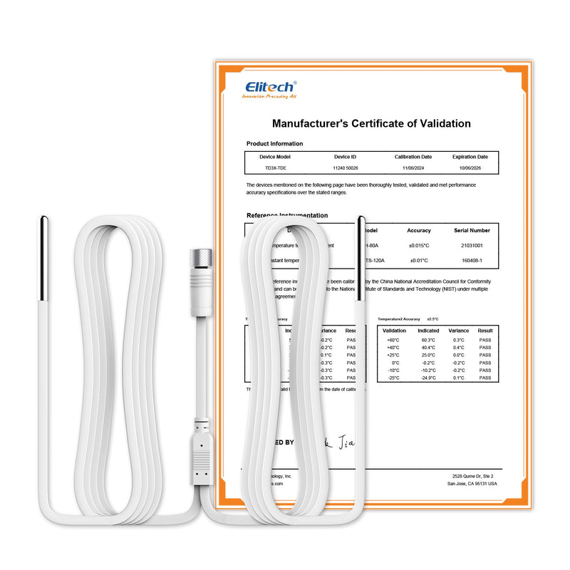 Elitech RCW - 360Plus - WG - DC 【Two Temperature Probes】Probe Length: 5m(16.4ft). Measuring Range: - 40~85℃( - 40~185℉), Accuracy: ±0.5℃(0.9℉), TD3X - TDE - H - Elitech Technology, Inc.
