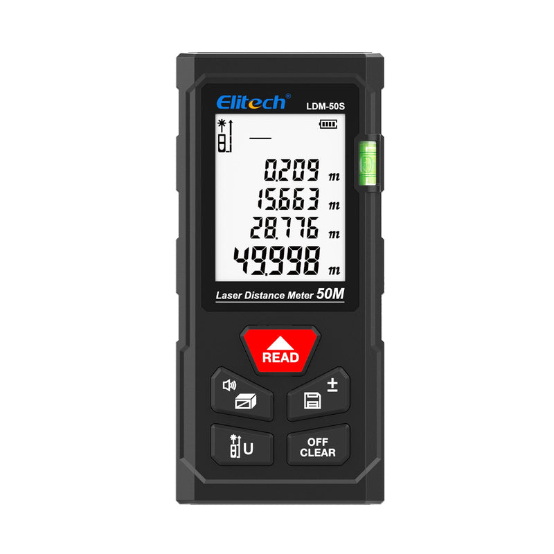 (Pre - order) Elitech LDM - 50S Laser Distance Meter, 165ft Digital Measure Tool ±2mm Accuracy, Area/Volume/Pythagoras Modes, Backlit LCD, 99 Records, Unit Switch – for Home & DIY - Elitech Technology, Inc.