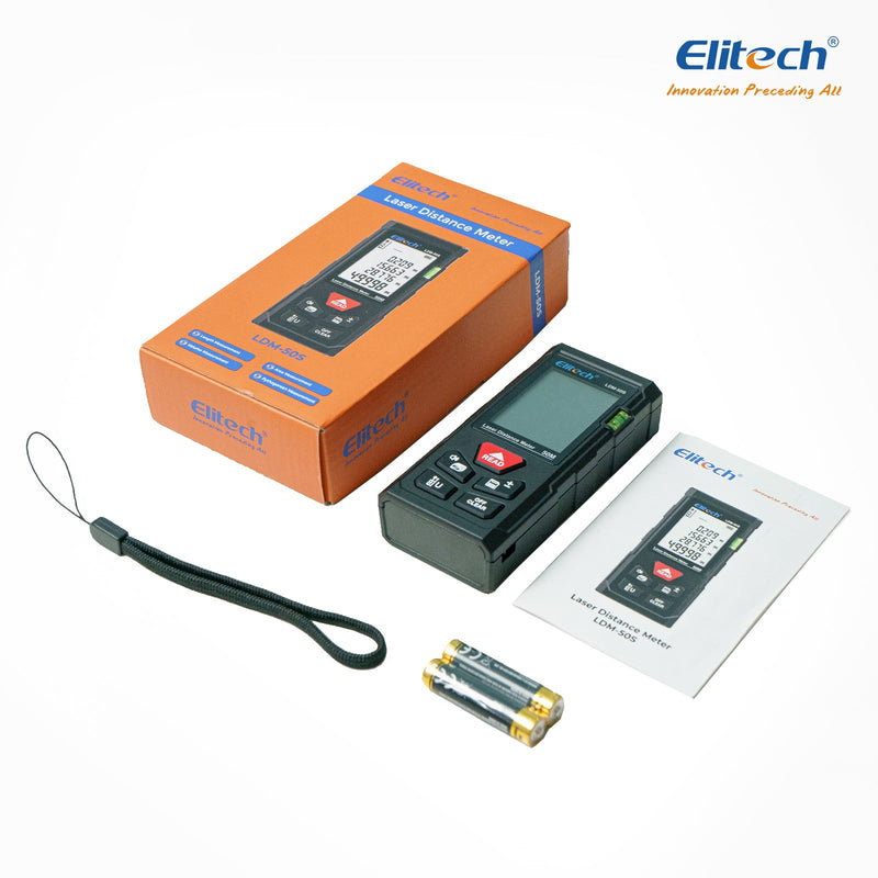 (Pre - order) Elitech LDM - 50S Laser Distance Meter, 165ft Digital Measure Tool ±2mm Accuracy, Area/Volume/Pythagoras Modes, Backlit LCD, 99 Records, Unit Switch – for Home & DIY - Elitech Technology, Inc.