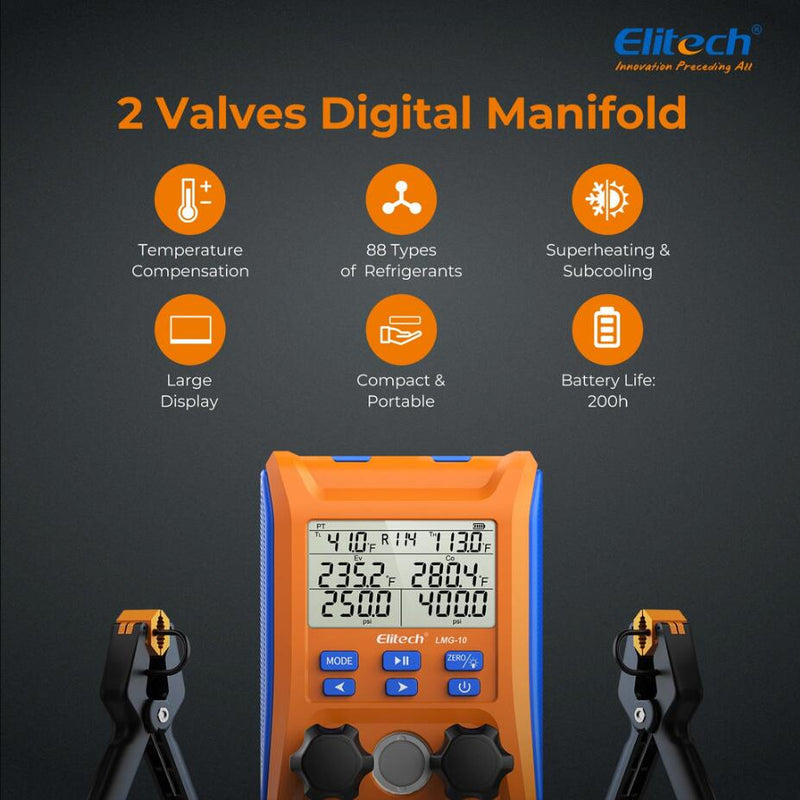Elitech Auto Repair Solution Pack -Infrared Leak Detector ILD-200+ HVAC Scale LMC-100A+HVAC Digital Manifold Gauge LMG-10+Vacuum Pump SVP-7 - Elitech Technology, Inc.