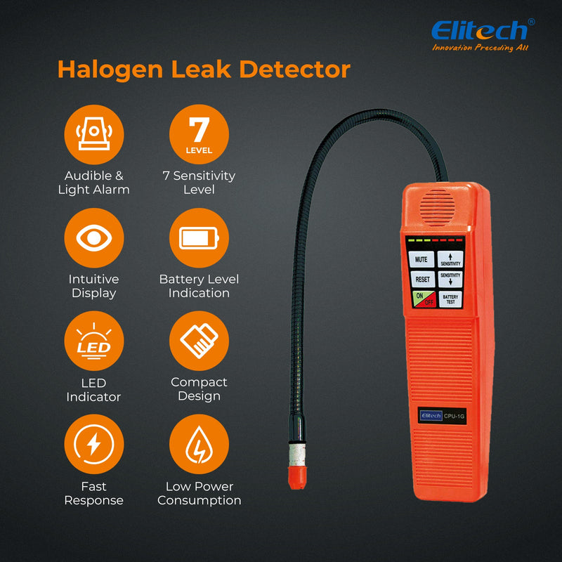 Elitech CPU-1G AC Refrigerant Leak Detector CFCs HCFCs HFCs w/ 4 Sensor Tips - Elitech Technology, Inc.