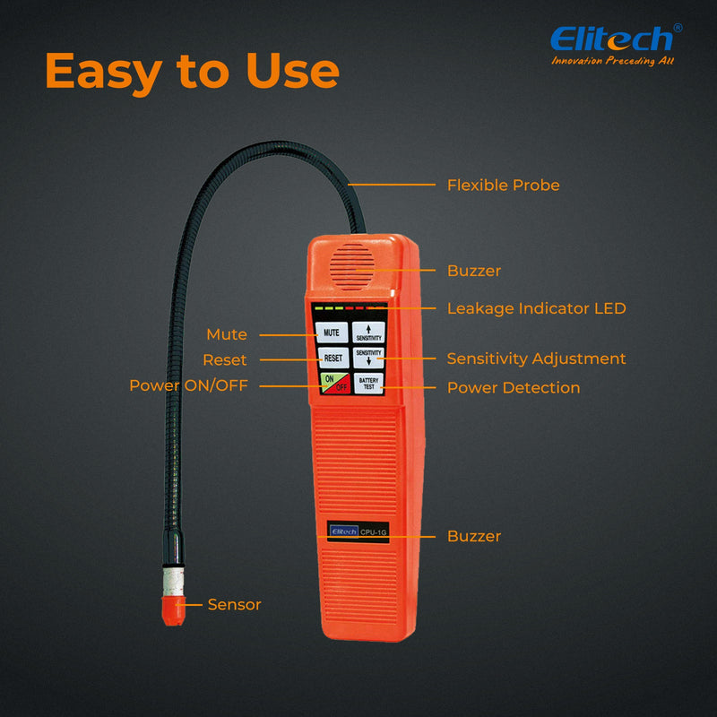 Elitech CPU-1G AC Refrigerant Leak Detector CFCs HCFCs HFCs w/ 4 Sensor Tips - Elitech Technology, Inc.