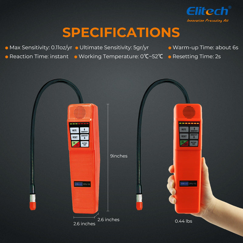 Elitech CPU-1G AC Refrigerant Leak Detector CFCs HCFCs HFCs w/ 4 Sensor Tips - Elitech Technology, Inc.