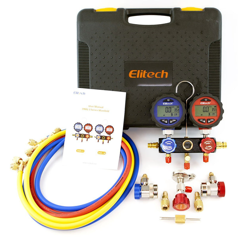 Elitech DMG-3 Digital HVAC Manifold Gauge Set 3 Hose with Case - Elitech Technology, Inc.