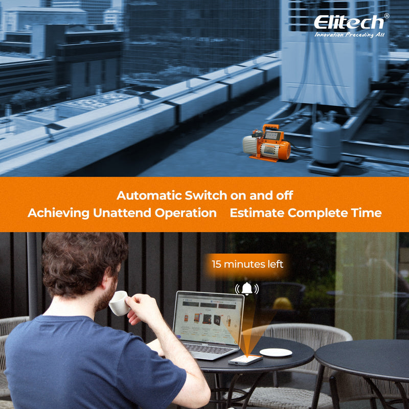 Elitech Intelligent HVAC Vacuum Pump 7 CFM 2 Stage Vacuum Gauge App Control, SVP-7 - Elitech Technology, Inc.