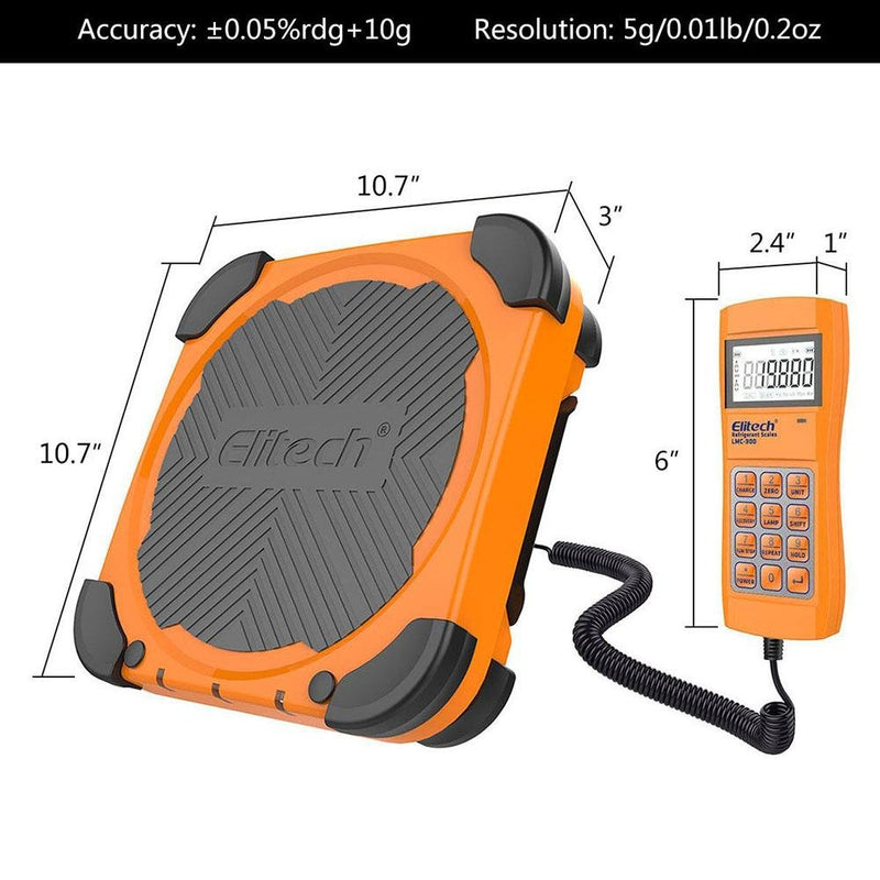 Elitech LMC-300 HVAC Refrigerant Charging Scale with Solenoid 220 Lbs - Elitech Technology, Inc.