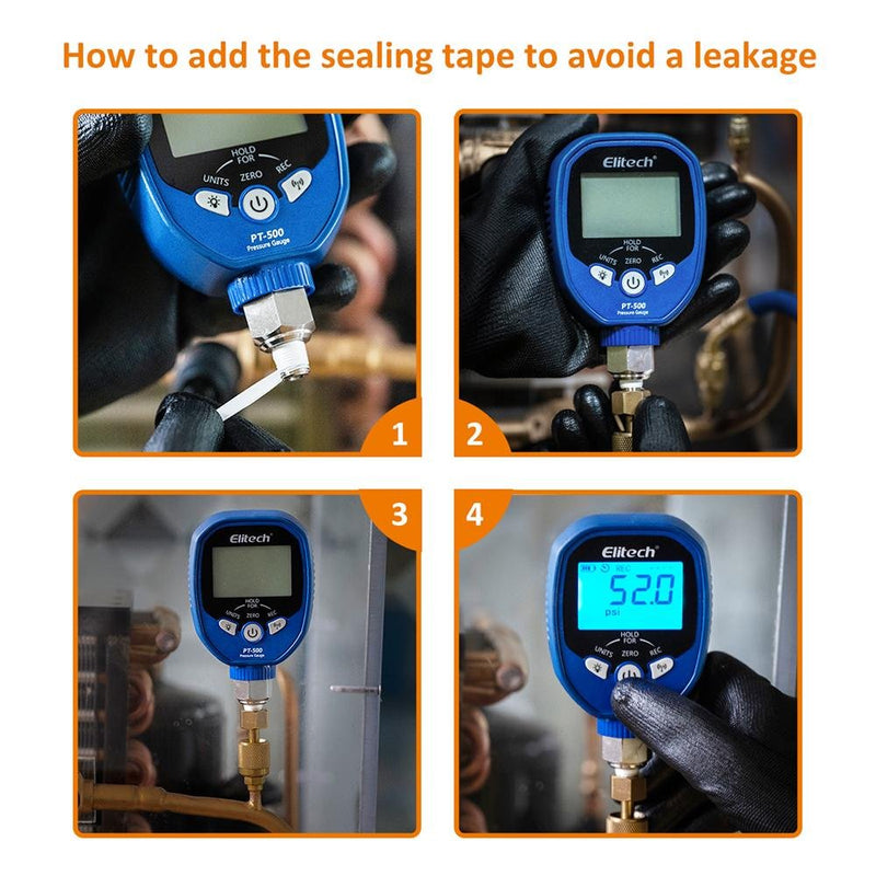 Elitech PT-500 Wireless HVAC Pressure Gauge Temperature Clamp - Elitech Technology, Inc.