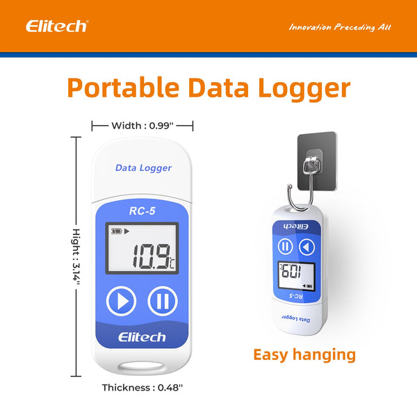 Elitech RC-4HC Enregistreur Température Humidité USB Avec Sonde Externe - Data Logger Précis Et Fiable
