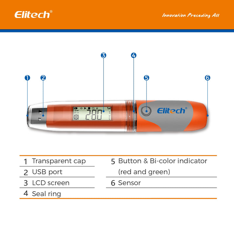 Elitech RC-51 Waterproof USB Temperature Data Logger Recorder Tester 32000 Points - Elitech Technology, Inc.