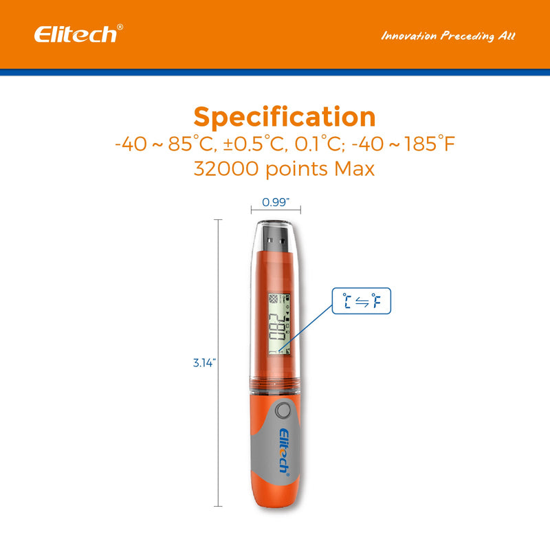 Elitech RC-51 Waterproof USB Temperature Data Logger Recorder Tester 32000 Points - Elitech Technology, Inc.