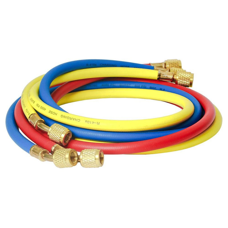 Elitech Refrigerant Charging Hose Set for R134a R404a R12 R22 Air Conditioning Refrigerant 1/4''Fitting, 59'', Red/Yellow/Blue (Pack of 3) - Elitech Technology, Inc.