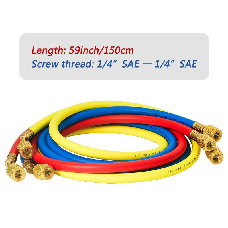Ensemble de tuyaux de charge de réfrigérant Elitech, raccord 1/4''