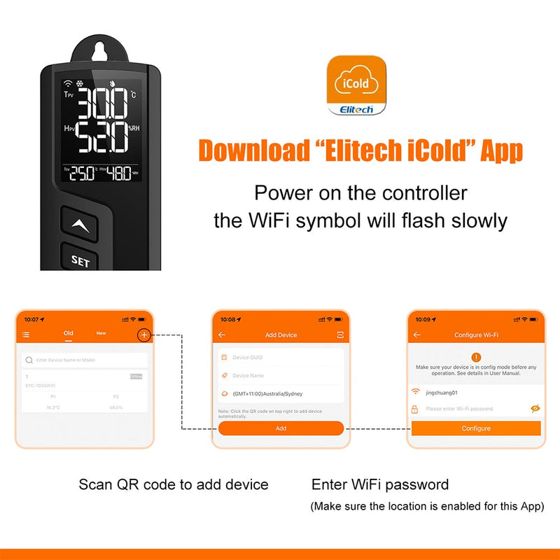 Elitech STC-1000WiFi TH Digital Temperature and Humidity Controller Thermostat Pre-Wired Heating and Cooling 110-240V - Elitech Technology, Inc.