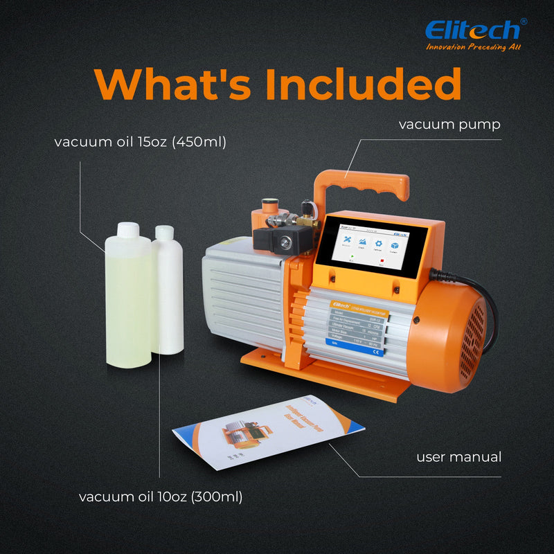 Elitech SVP-12 Intelligent HVAC 1HP Vacuum Pump 12 CFM 2 Stage with Touch Screen - Elitech Technology, Inc.