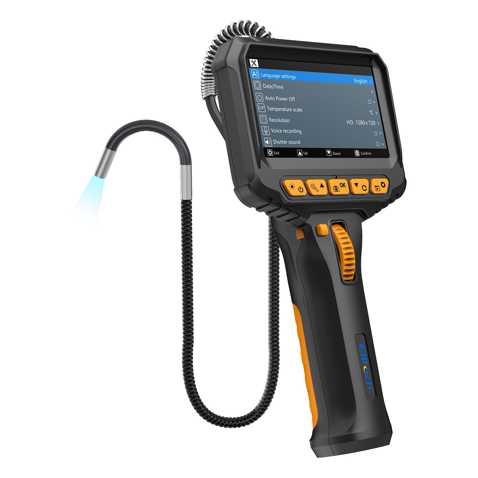 Elitech ELS-240 Articulating Borescope Inspection Camera, Two-Way 180° Steering Endoscope with 4.3