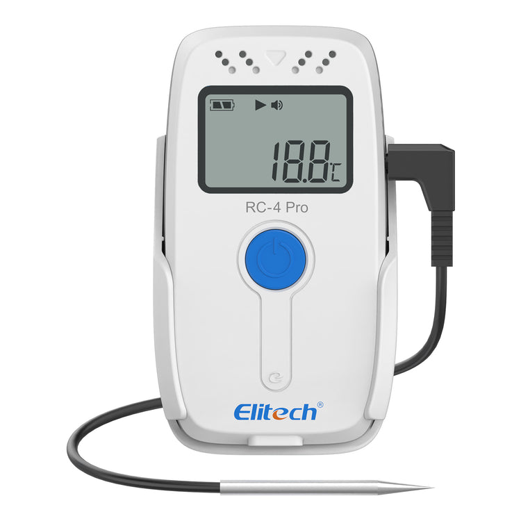 Elitech PDF USB Digital Temperature Data Logger Reuseable Recorder DDL 64000 Points High Accuracy, Shadow Data, Built-in Buzzer, Auto PDF CSV Report, Windows/MacOS Software, RC-4 Pro, RC-4H Pro