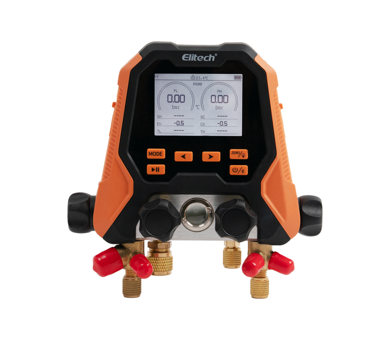 Elitech MS-870 HVAC Digital Manifold Gauge Set, 4-in-1 Refrigeration Tool with Vacuum, Pressure-Hold, Data Logging, Supports 18 Refrigerants, Bluetooth APP, for HVAC/R Systems