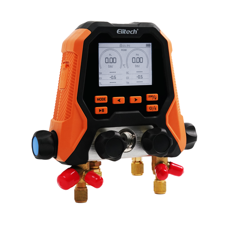 Elitech MS-870 HVAC Digital Manifold Gauge Set, 4-in-1 Refrigeration Tool with Vacuum, Pressure-Hold, Data Logging, Supports 18 Refrigerants, Bluetooth APP, for HVAC/R Systems