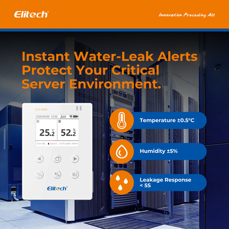Elitech RCW-800WiFi Enregistreur de données de température et d'humidité en temps réel avec SMS Email APP Push Alert