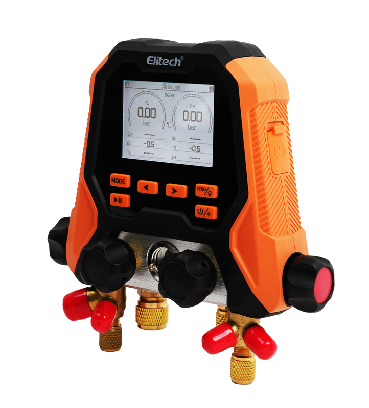 Elitech MS-870 HVAC Digital Manifold Gauge Set, 4-in-1 Refrigeration Tool with Vacuum, Pressure-Hold, Data Logging, Supports 18 Refrigerants, Bluetooth APP, for HVAC/R Systems