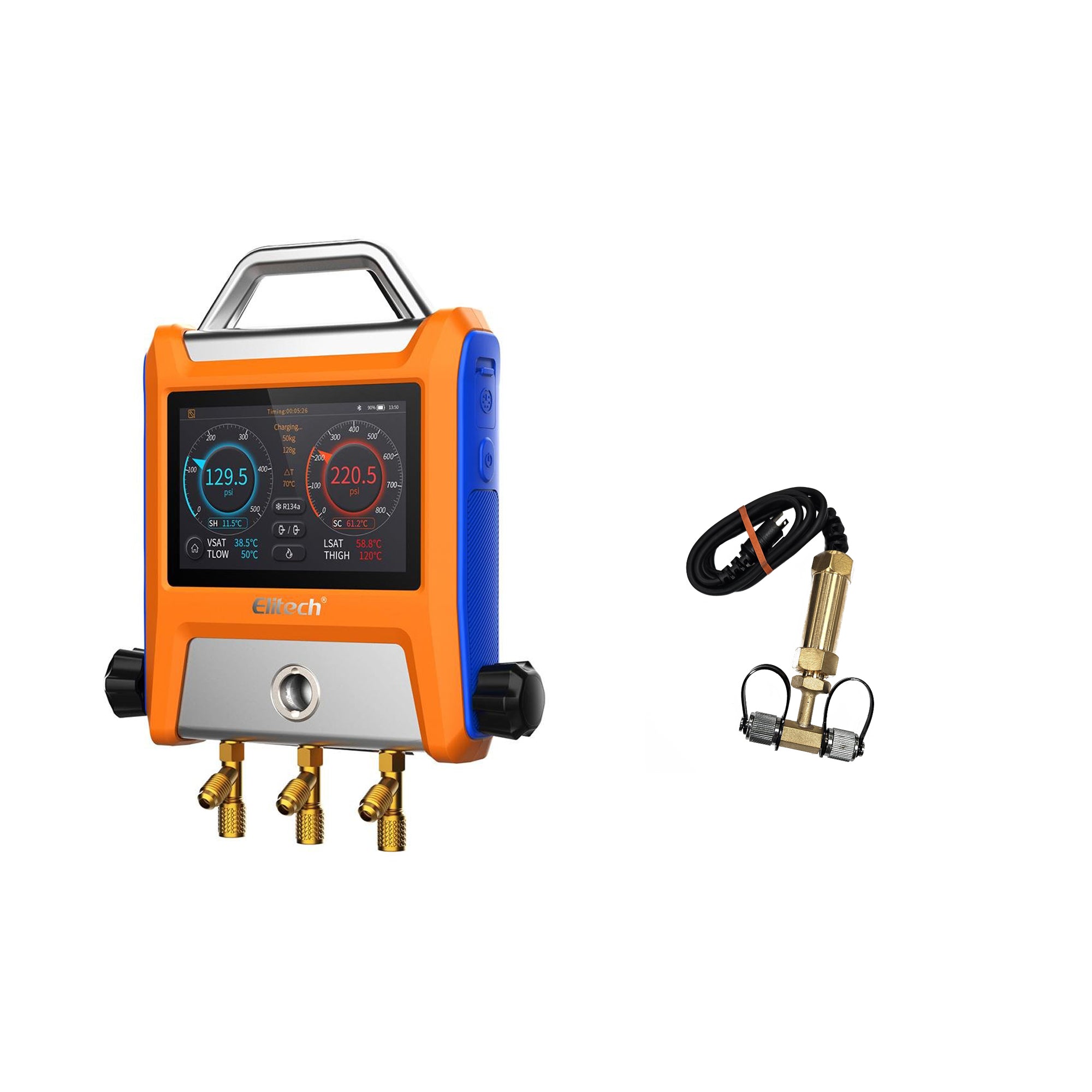 Elitech EMG-20V Intelligent HVAC Digital Manifold 2 Valves with 5” Smart Touch Screen