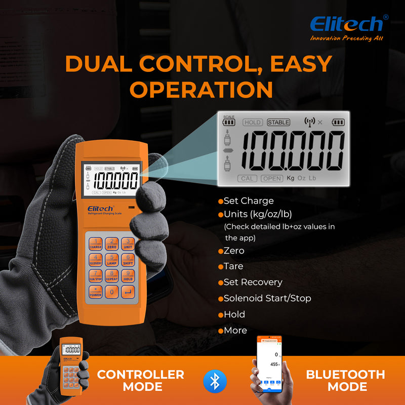 Elitech LMC-210 Wireless HVAC Refrigeration Scale with Remote 220 Lbs