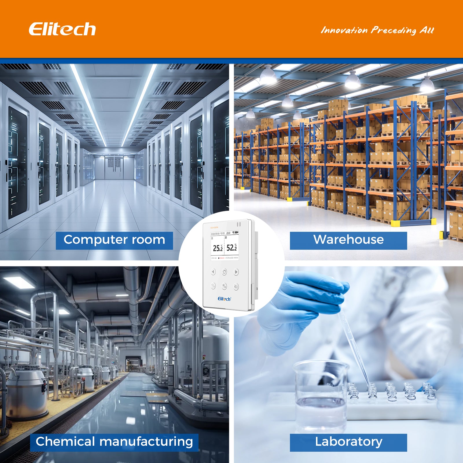 Elitech WiFi Real-time Temperature Humidity Data Logger Water Leak Detector, SMS/Email/APP Alert, Cloud Data Storage, 10M Patch Cord, RCW-800W-WI(-40~176℉, : 0~100%RH)