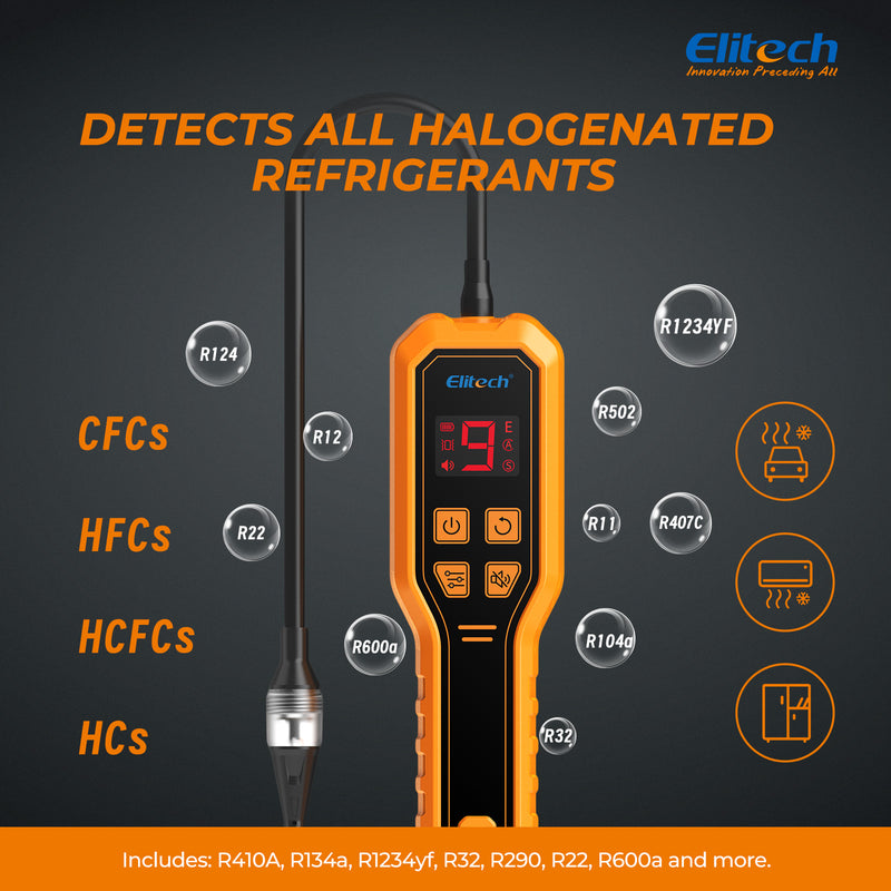 (Pre-order)Elitech ELD-270 Heated Diode Refrigerant Leak Detector, HVAC Freon Sniffer with Digital Display & Vibration Alarm, High Sensitivity (2g/yr) for R410A R134a R1234yf R290 CFCs HCFCs HFCs
