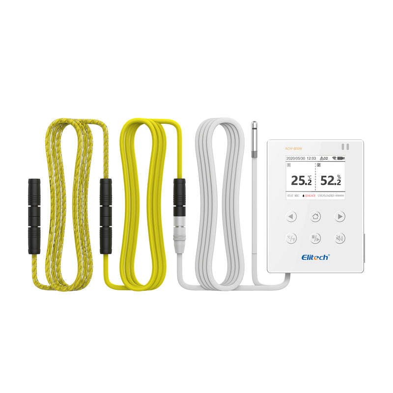 Elitech WiFi Real-time Temperature Humidity Data Logger Water Leak Detector, SMS/Email/APP Alert, Cloud Data Storage, 10M Patch Cord, RCW-800W-WI(-40~176℉, : 0~100%RH)