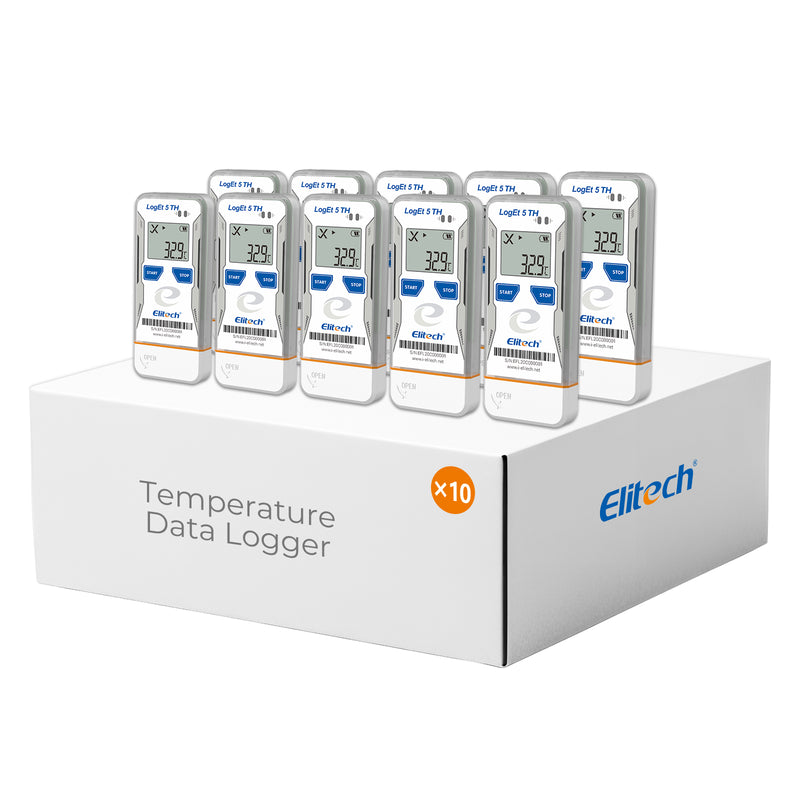 Elitech USB Digital Temperature Humidity Data Logger with Shadow Data Reusable Recorder 32000 Points , Auto PDF/ CSV Report, for Windows/MacOS, Refrigerator Thermometer LogEt5TH