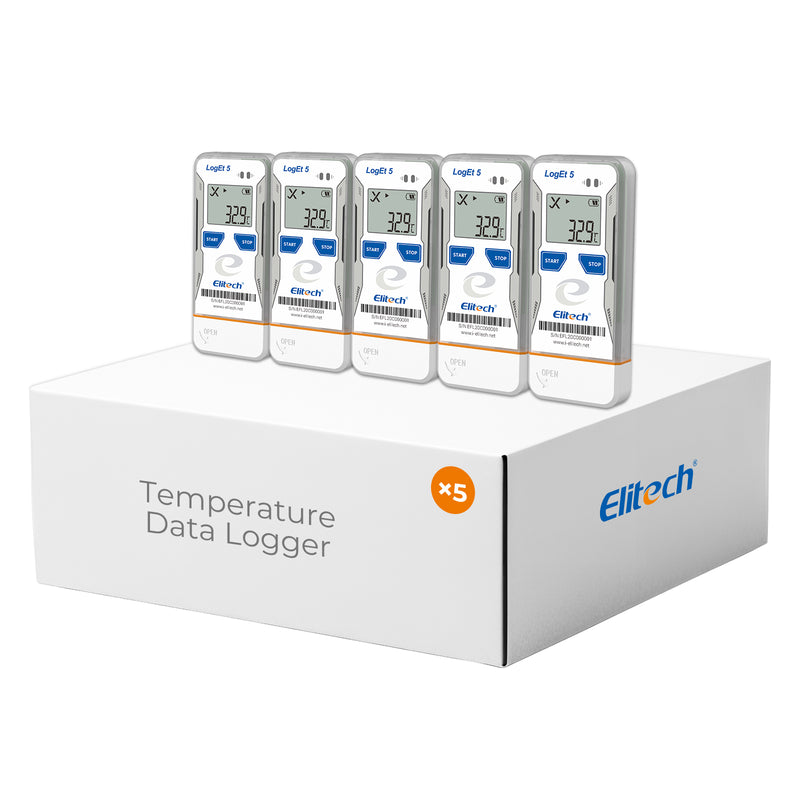 Elitech USB Digital Data Logger with Temperature Humidity External Probe Reusable Recorder with Shadow Data 32000 Points, Auto PDF/CSV Report, for Windows/MacOS, Refrigerator Thermometer LogEt5THE
