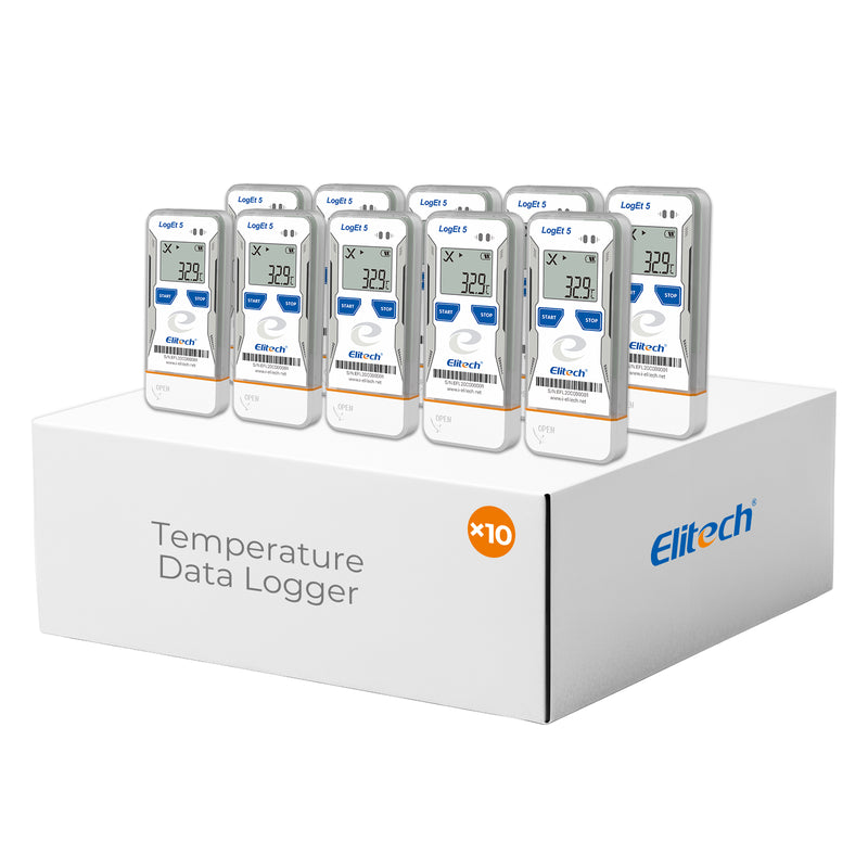 Elitech USB Digital Data Logger with Temperature Humidity External Probe Reusable Recorder with Shadow Data 32000 Points, Auto PDF/CSV Report, for Windows/MacOS, Refrigerator Thermometer LogEt5THE