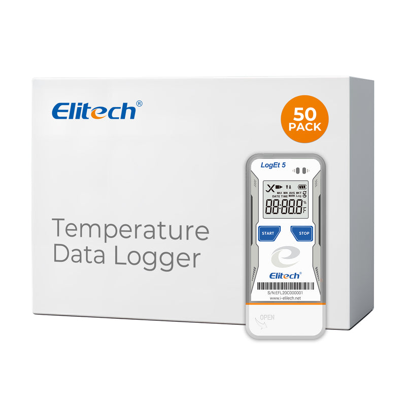 Elitech USB Digital Data Logger with Temperature Humidity External Probe Reusable Recorder with Shadow Data 32000 Points, Auto PDF/CSV Report, for Windows/MacOS, Refrigerator Thermometer LogEt5THE