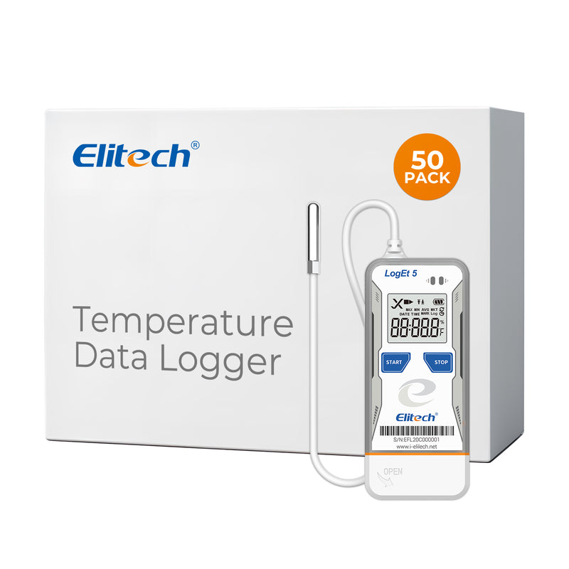 Elitech USB Digital Temperature Data Logger with External Probe Reusable Recorder with Shadow Data 32000 Points , Auto PDF/ CSV Report, for Windows/MacOS, Refrigerator Thermometer LogEt5TE