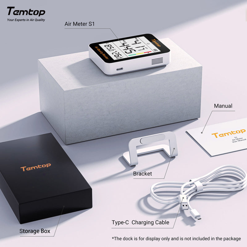 Temtop S1-up Indoor Air Quality Meter Temperature & Humidity AQI PM2.5 Monitor with Accurate Sensor