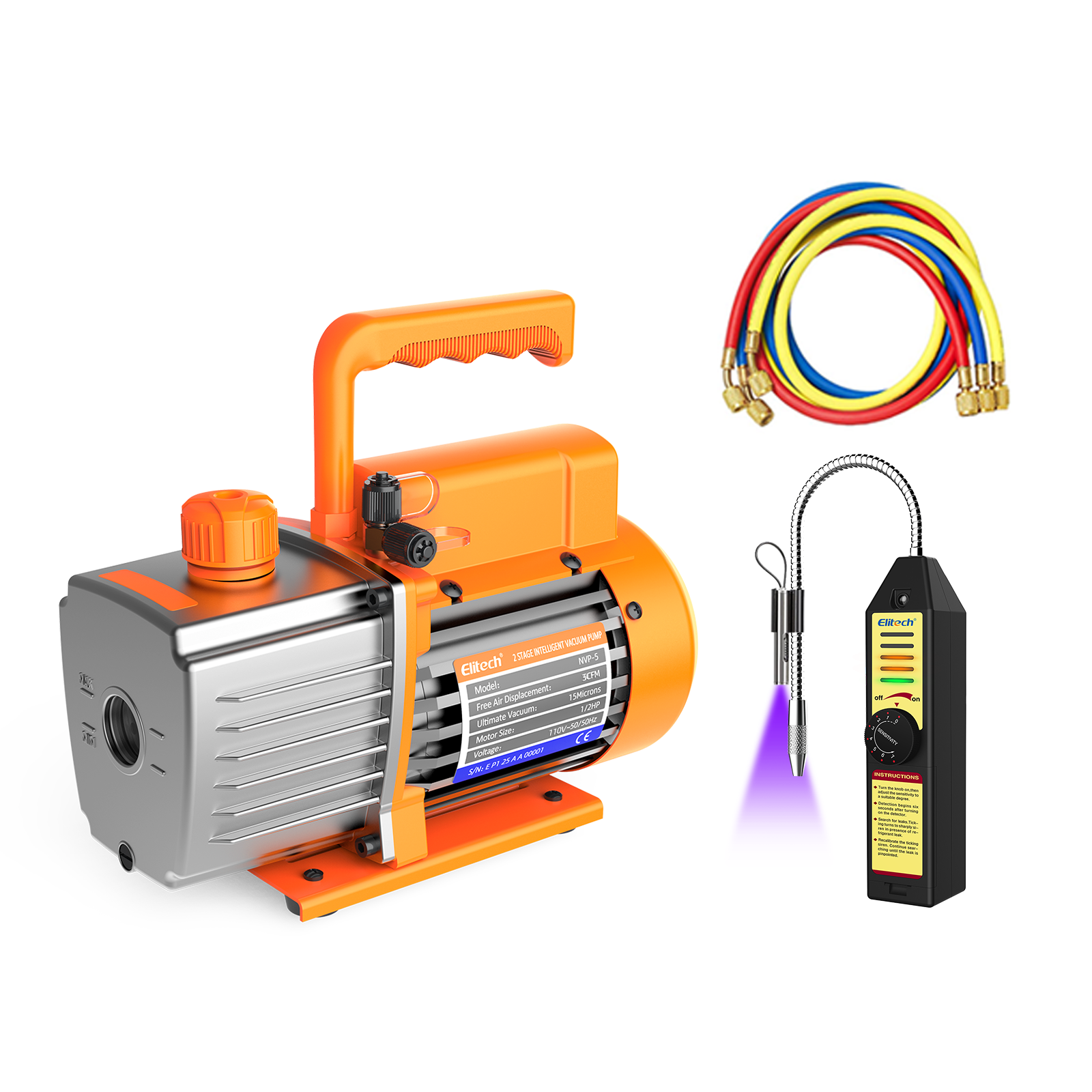 (Pre-order)Elitech NVP-5 HVAC Vacuum Pump 5CFM 2L/S 1/3HP Single Stage Rotary Vane Air Vacuum Pump for HVAC and Refrigeration Systems,  Durable and Easy to Maintain