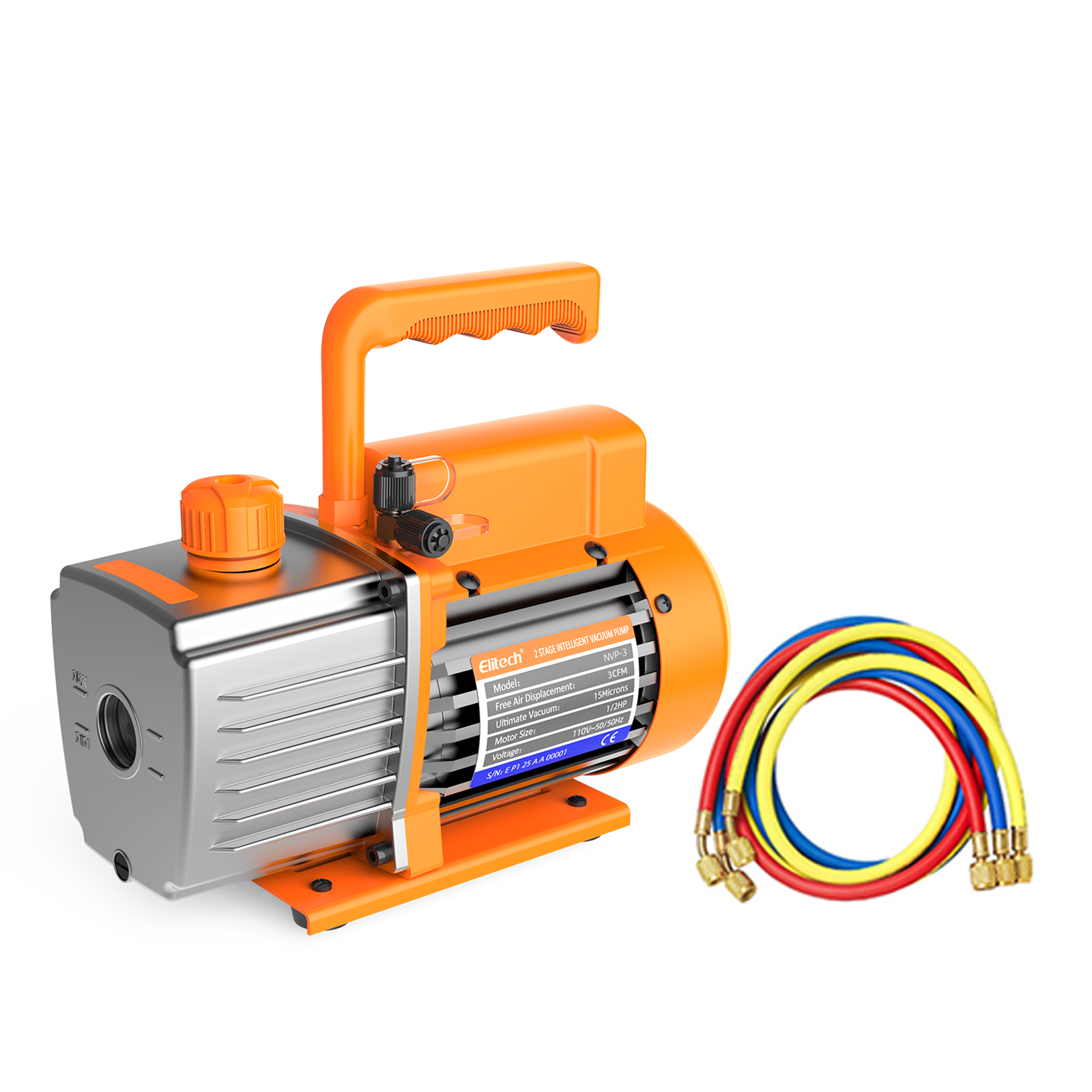 (Pre-order)Elitech NVP-3 HVAC Vacuum Pump 3CFM 1.5L/S 1/4HP Single Stage Rotary Vane Air Vacuum Pump for HVAC and Refrigeration Systems,  Durable and Easy to Maintain