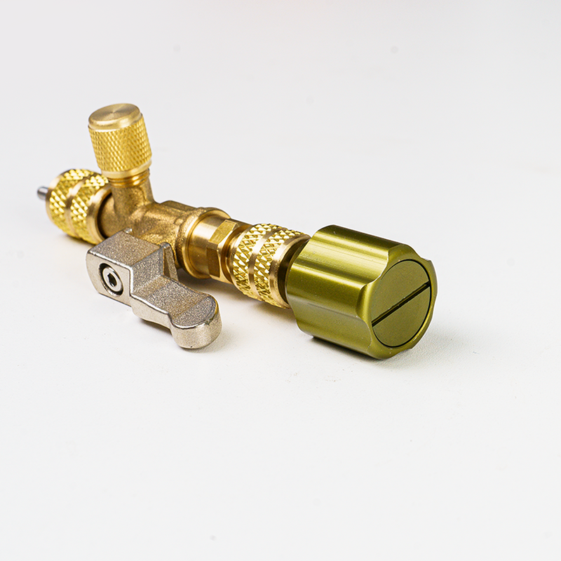 (Pre-order)Elitech Valve Core Removal Installer Tool for HVAC VCRT-1, AC Schrader Valve Tool with Dual Size SAE 1/4 and 5/16 Port Brass Adapter Compatible with R22 R12 R410 R32 R404 R407 with Valve Cores and Removal Tool