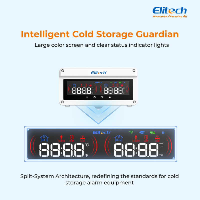 (Pre-order)Elitech EAB-80 Multi-Function Cold Storage Alarm System for Gas Leak, Human Entrapment, Door Status & Overtemperature