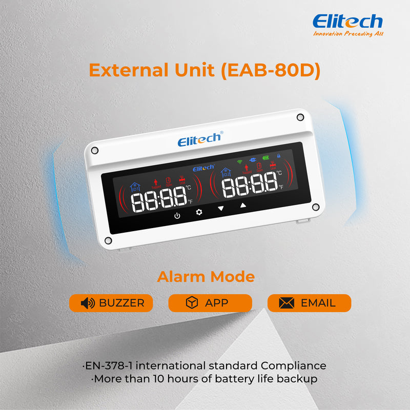 (Pre-order)Elitech EAB-80 Multi-Function Cold Storage Alarm System for Gas Leak, Human Entrapment, Door Status & Overtemperature