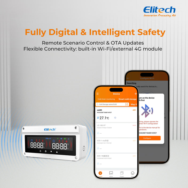 (Pre-order)Elitech EAB-80 Multi-Function Cold Storage Alarm System for Gas Leak, Human Entrapment, Door Status & Overtemperature