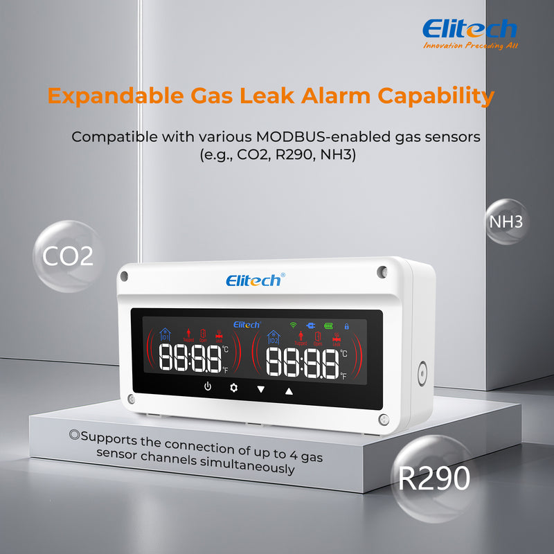 (Pre-order)Elitech EAB-80 Multi-Function Cold Storage Alarm System for Gas Leak, Human Entrapment, Door Status & Overtemperature