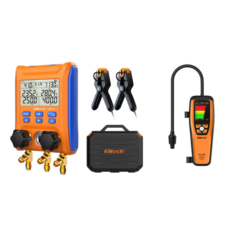 Elitech LMG-10 HVAC Jauge de collecteur numérique 2 vannes avec pinces thermomètre