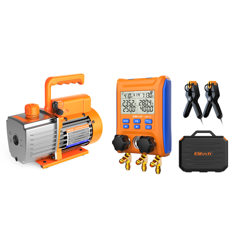 Elitech LMG-10 HVAC Jauge de collecteur numérique 2 vannes avec pinces thermomètre
