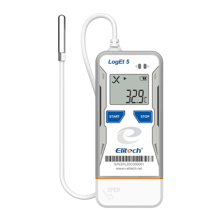 Elitech USB Digital Temperature Data Logger with External Probe Reusable Recorder with Shadow Data 32000 Points , Auto PDF/ CSV Report, for Windows/MacOS, Refrigerator Thermometer LogEt5TE