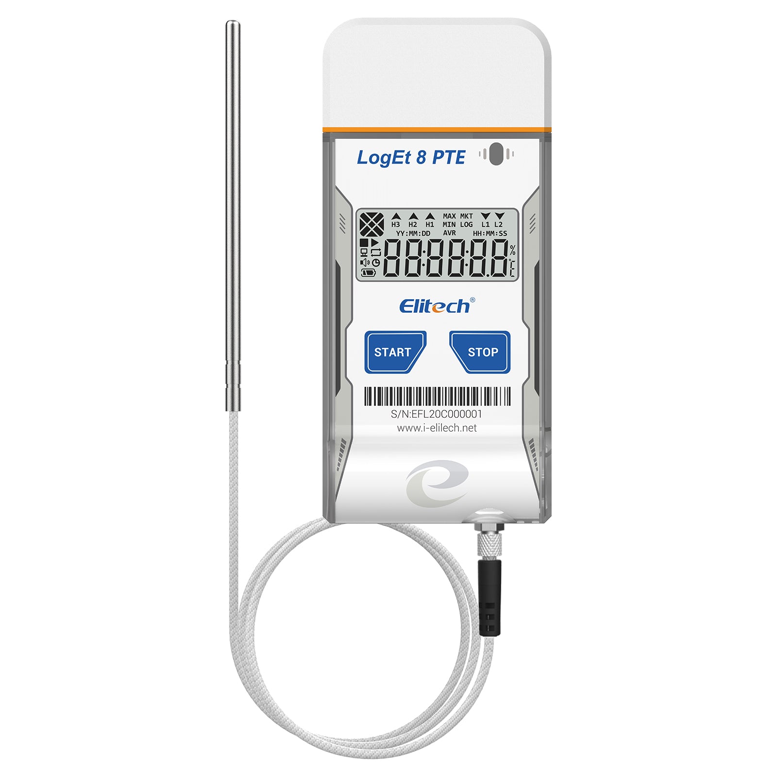Elitech USB Digital Low-Temperature Data Logger (-85 ~ 150°C/ -121 ~ 302℉) Accuracy of±0.3℃/±0.6℉, Reusable Recorder with Shadow Data 16000 Points, Auto PDF Report, for Windows/MacOS, LogEt8PTE