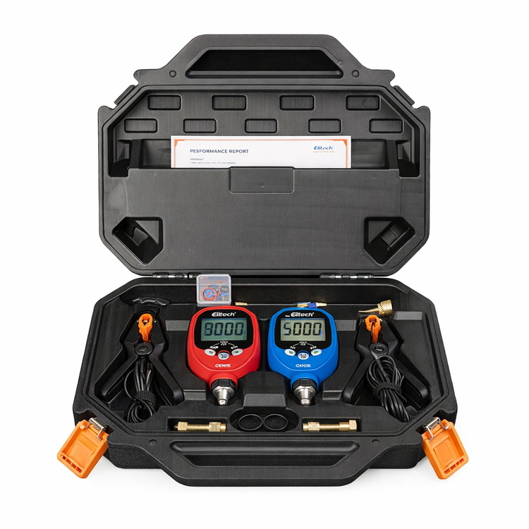 Elitech PT-500&PT-800 Pro Wireless HVAC Digital Manifold Gauge Set with Removable Temperature Clip